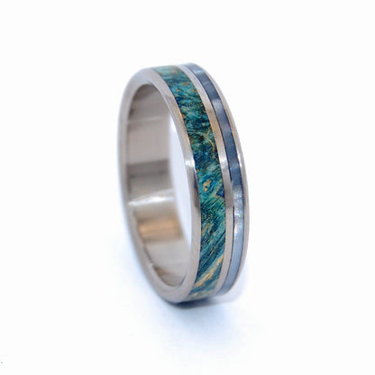 Poseidon's View | Men's Wood, Resin & Titanium Wedding Ring - Minter and Richter Designs