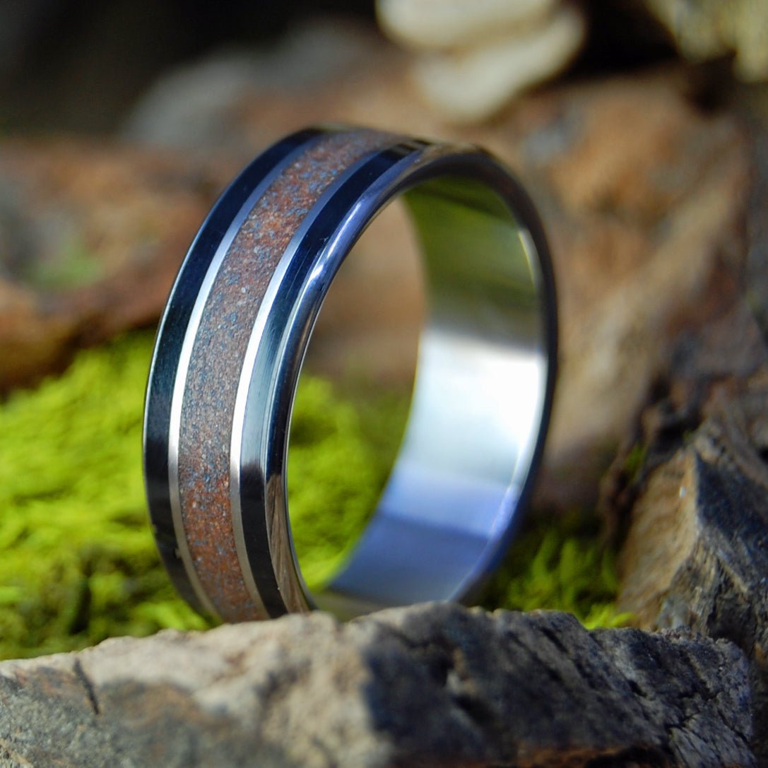 Prince Edward Island | Men's PEI Beach Sand, Onyx Stone & Titanium Wedding Ring - Minter and Richter Designs