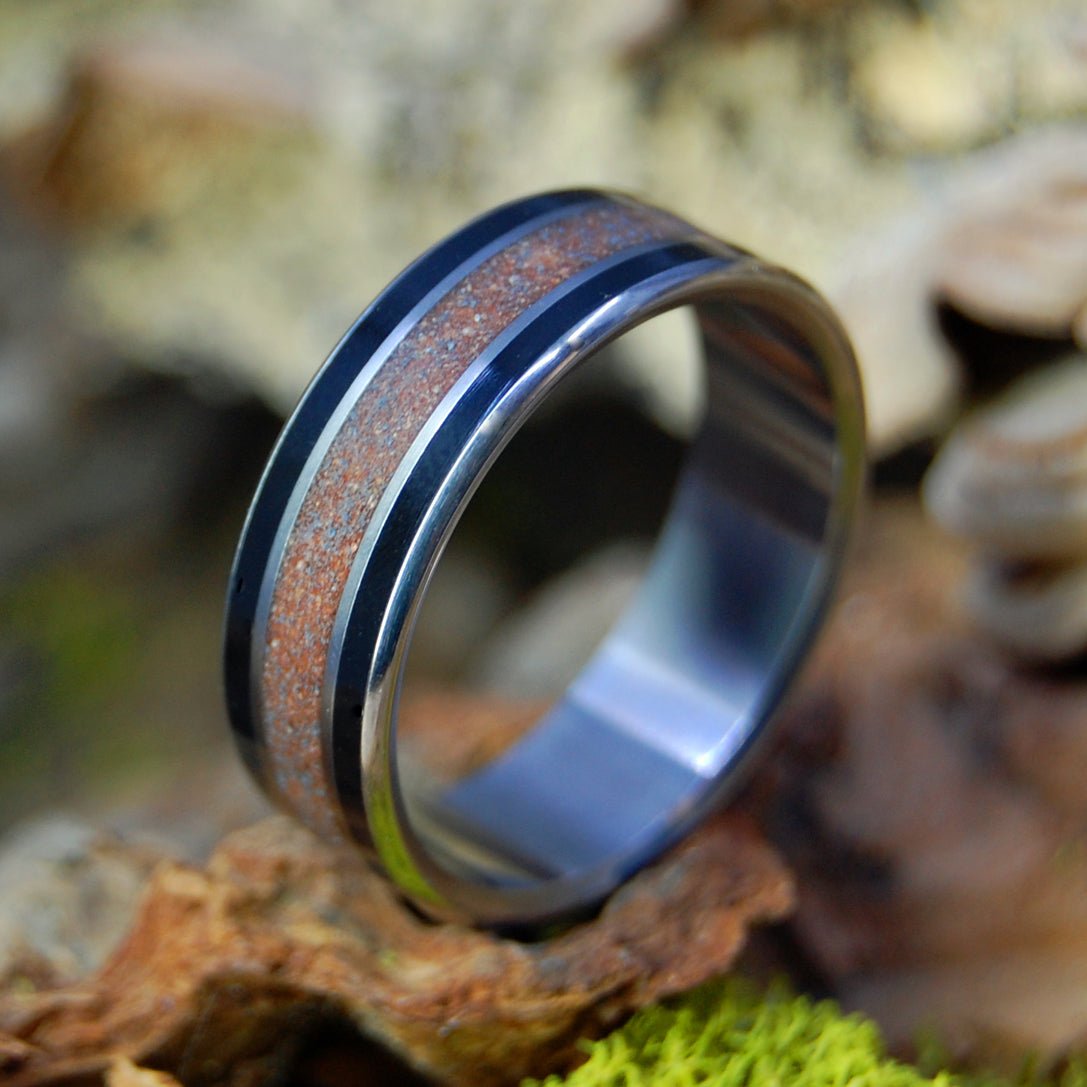 Prince Edward Island | Men's PEI Beach Sand, Onyx Stone & Titanium Wedding Ring - Minter and Richter Designs