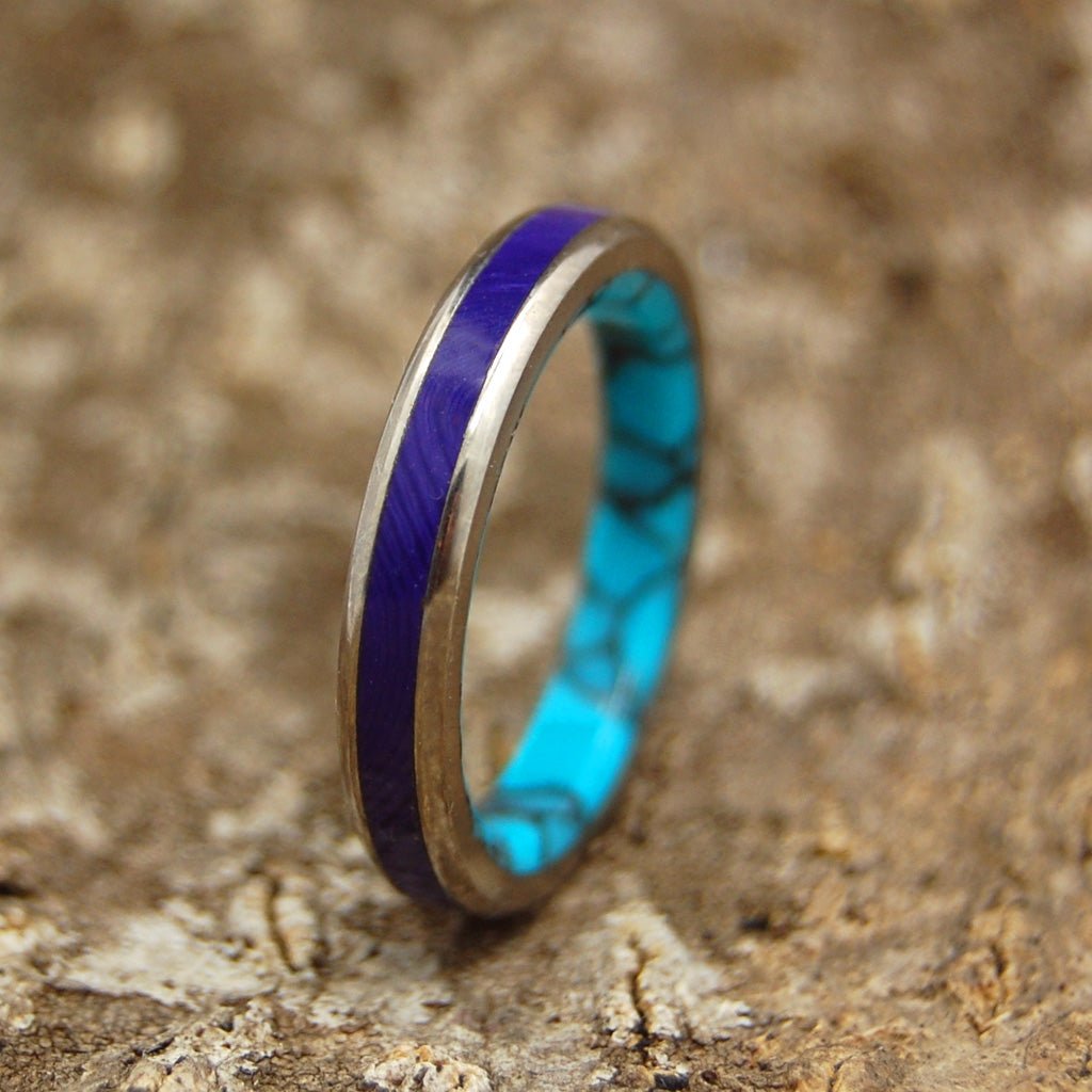 Princess Charlotte | Men's Turquoise, Charoite & Titanium Wedding Ring - Minter and Richter Designs