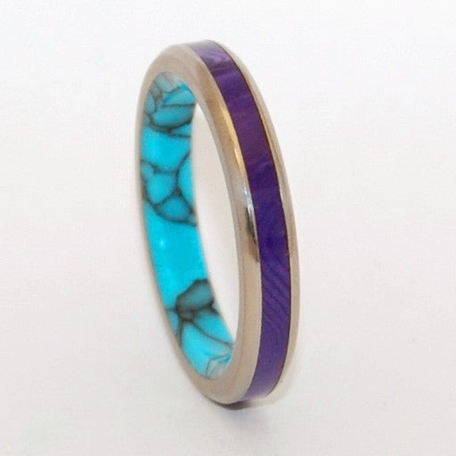 Princess Charlotte | Men's Turquoise, Charoite & Titanium Wedding Ring - Minter and Richter Designs