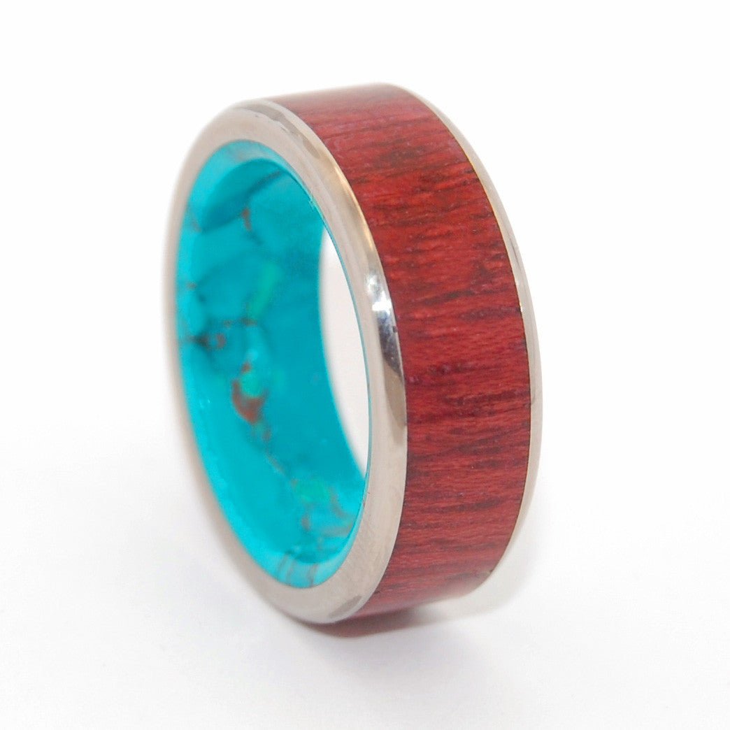 Promised Land | Men's Purple Heart Wood, Chrysocolla Stone & Titanium Wedding Ring - Minter and Richter Designs