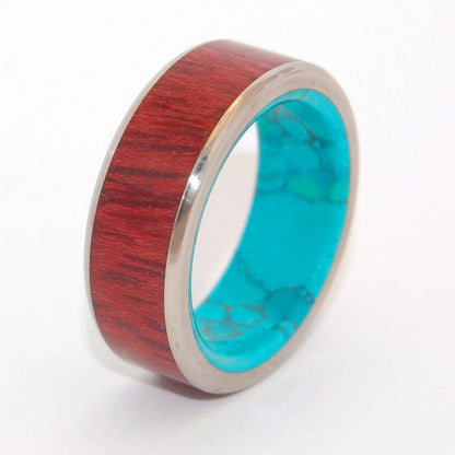 Promised Land | Men's Purple Heart Wood, Chrysocolla Stone & Titanium Wedding Ring - Minter and Richter Designs