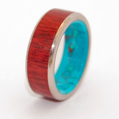 Promised Land | Men's Purple Heart Wood, Chrysocolla Stone & Titanium Wedding Ring - Minter and Richter Designs