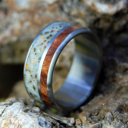 Pura Vida | Men's Costa Rican Beach Sand, California Red Wood & Titanium Wedding Ring - Minter and Richter Designs