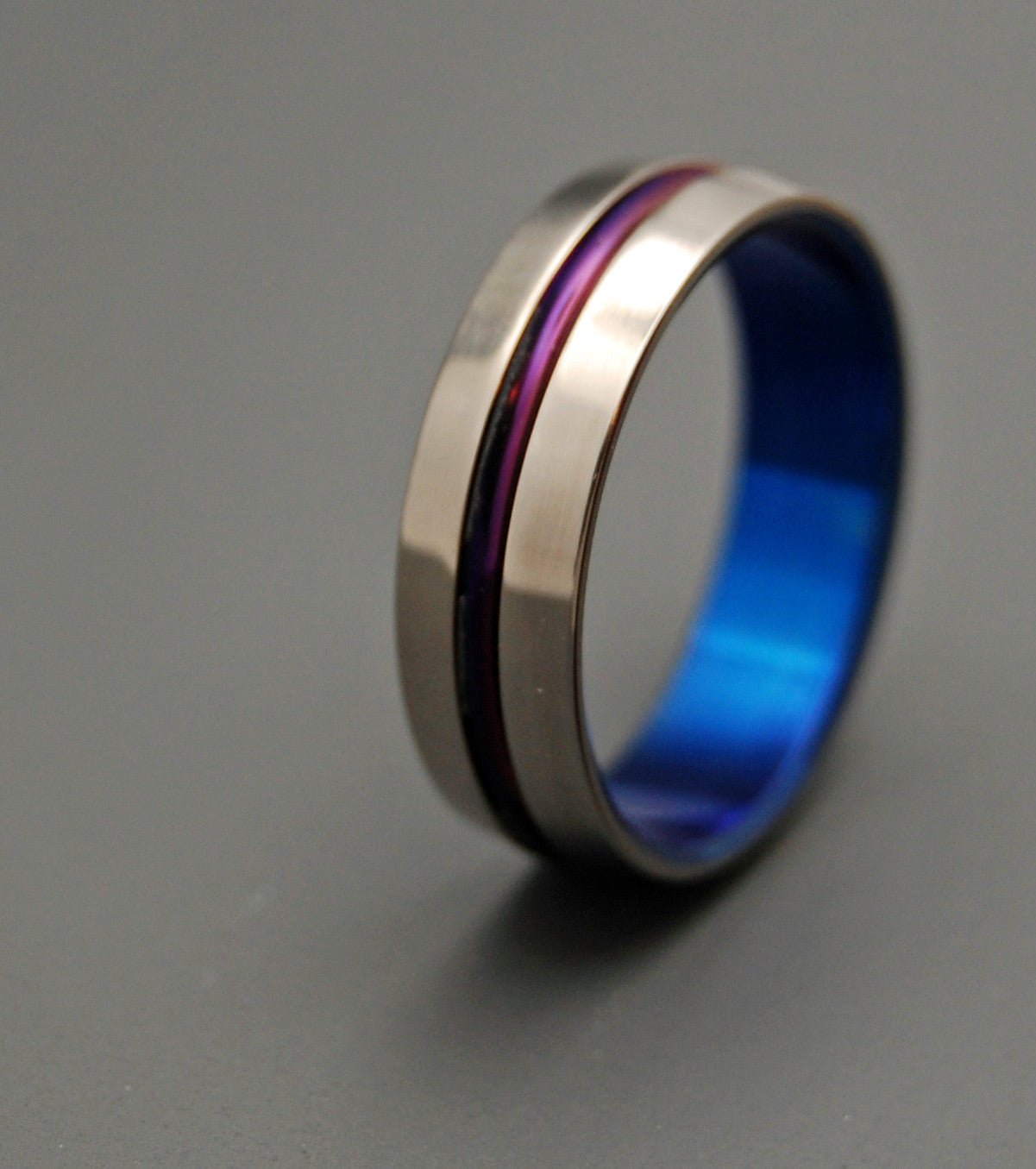 Purple And Blue Signature Ring | Men's Anodized Titanium Wedding Ring - Minter and Richter Designs