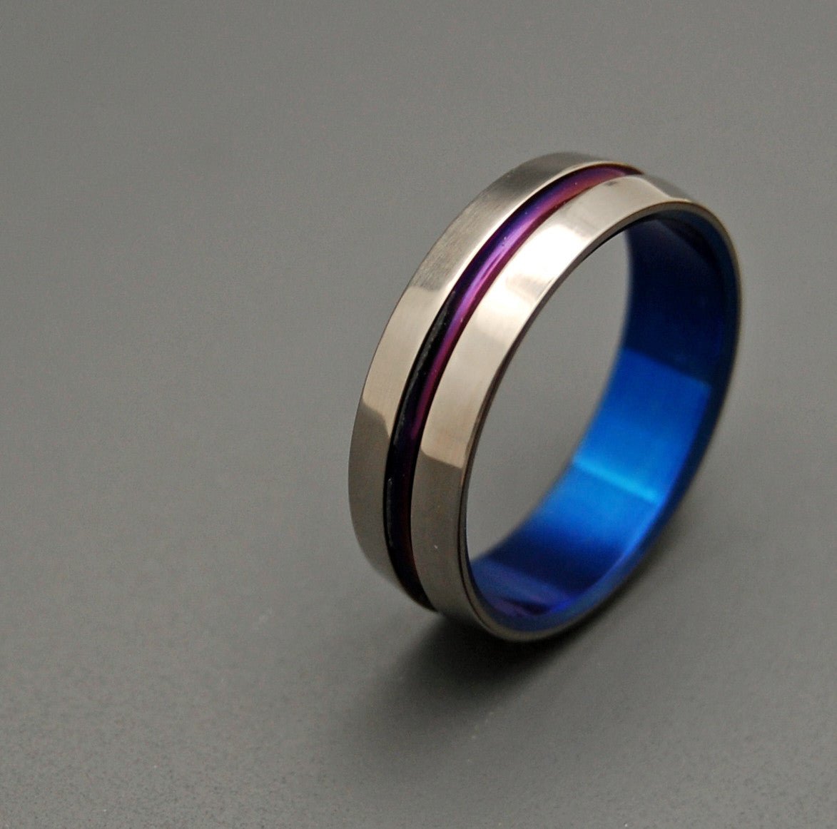 Purple And Blue Signature Ring | Men's Anodized Titanium Wedding Ring - Minter and Richter Designs