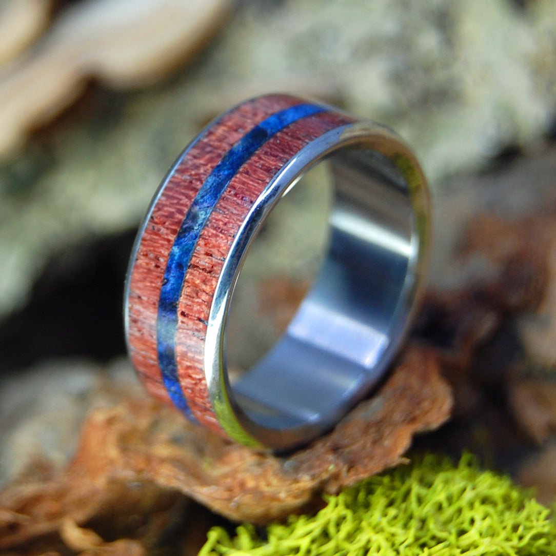 Purple Heart Blue | Men's Purple Heart Wood, Blue Box Elder & Titanium Wedding Ring - Minter and Richter Designs