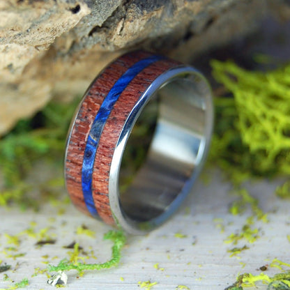 Purple Heart Blue | Men's Purple Heart Wood, Blue Box Elder & Titanium Wedding Ring - Minter and Richter Designs