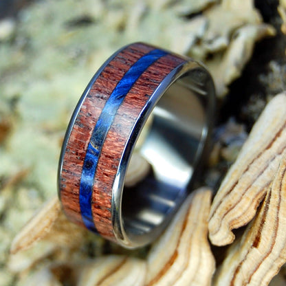 Purple Heart Blue | Men's Purple Heart Wood, Blue Box Elder & Titanium Wedding Ring - Minter and Richter Designs