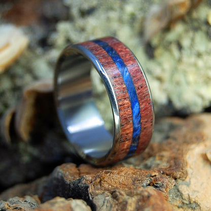 Purple Heart Blue | Men's Purple Heart Wood, Blue Box Elder & Titanium Wedding Ring - Minter and Richter Designs