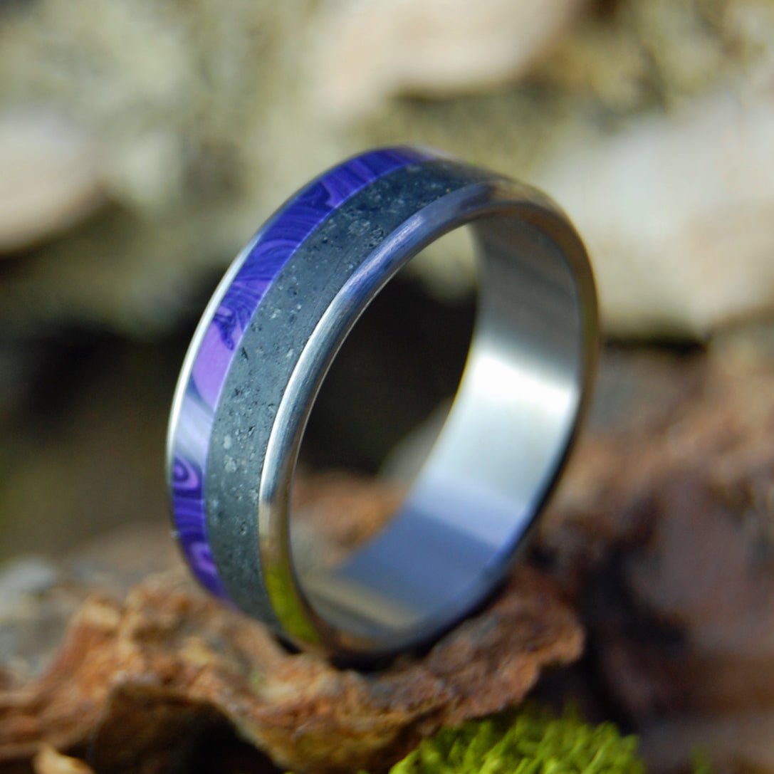 Purple Kiss Of Aurora | Men's Icelandic Lava, Charoite Stone & Titanium Wedding Ring - Minter and Richter Designs