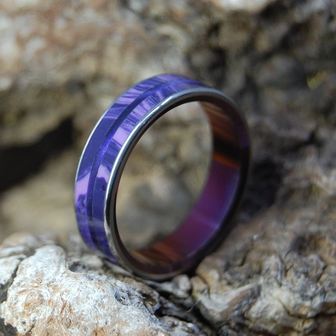 Purple Love In London | Men's Charoite Stone, Opalescent & Titanium Wedding Ring - Minter and Richter Designs