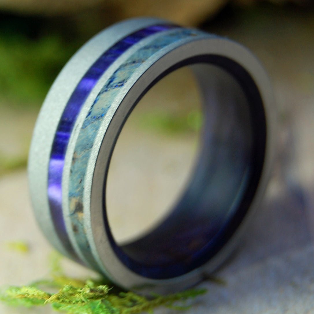 Purple Vow | Men's Purple Box Elder, Purple Marbled Opalescent, Blue Maple & Titanium Wedding Ring - Minter and Richter Designs