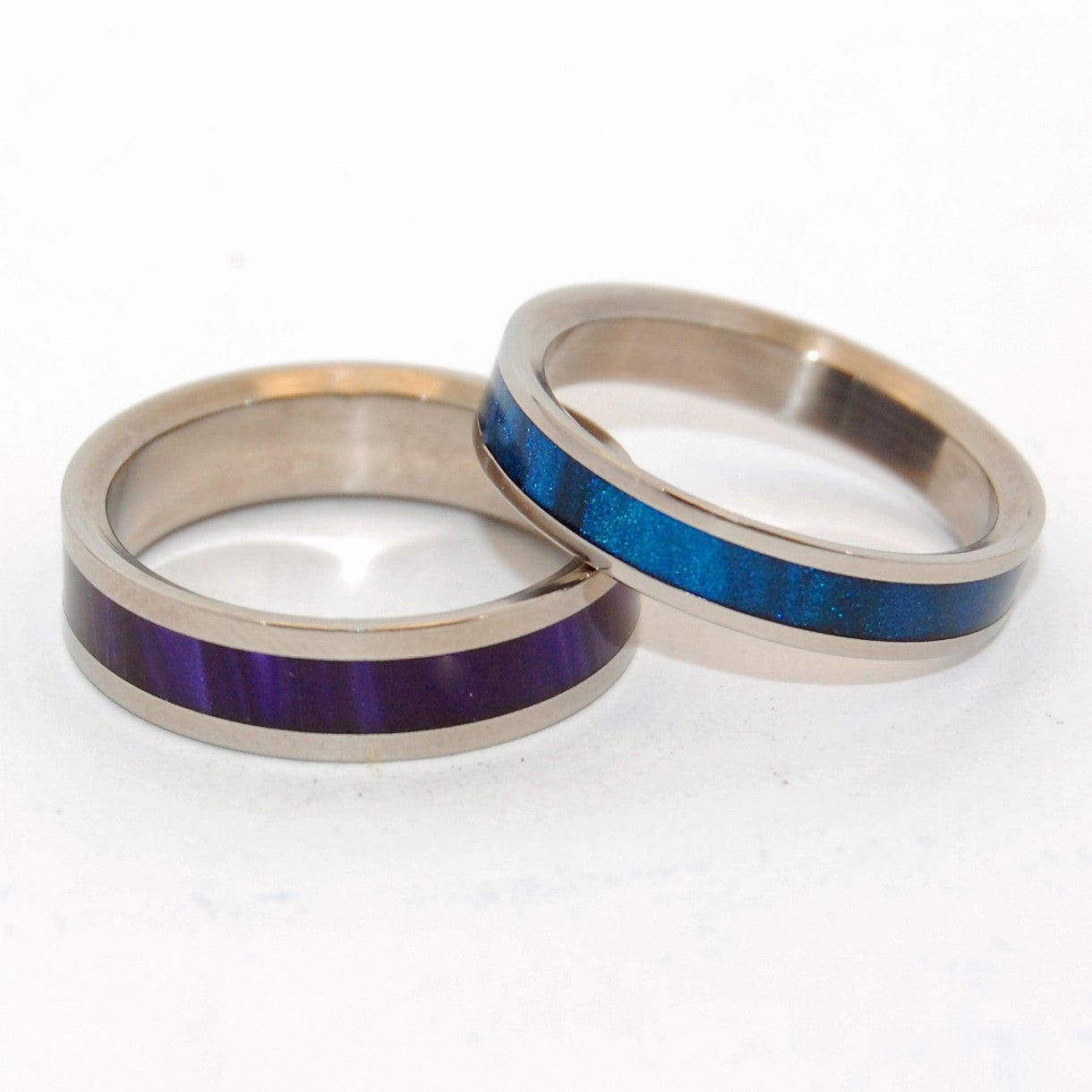 Purpura Hyacinthum | Blue Resin & Purple Resin - Unique Wedding Ring Set - Minter and Richter Designs