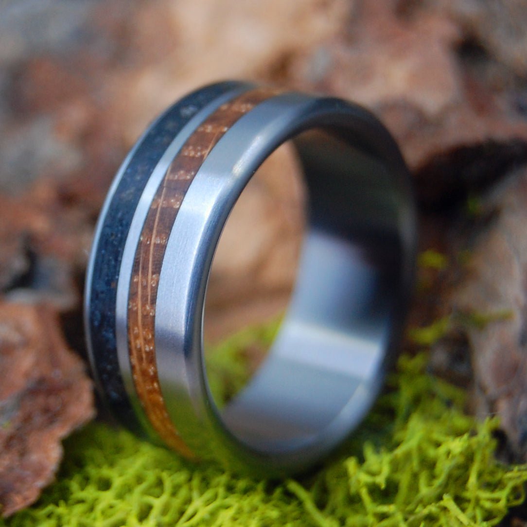 Raise A Glass To Our U.S. Marines | Men's Iwo Jima Beach Sand & Titanium Military Memorial Wedding Ring - Minter and Richter Designs