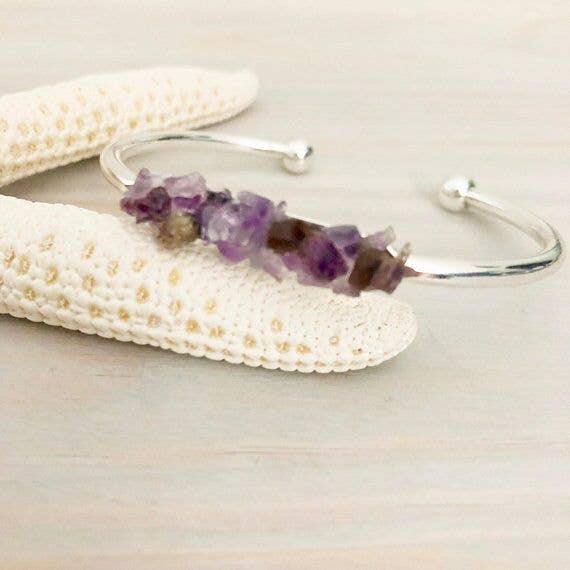 Raw Stone Bracelet - Wedding Jewelry | Raw Amethyst Bracelet - Minter and Richter Designs