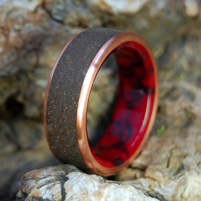 Red Black Morocco | Men's Copper, Sahara Desert Sand & Titanium Wedding Ring - Minter and Richter Designs