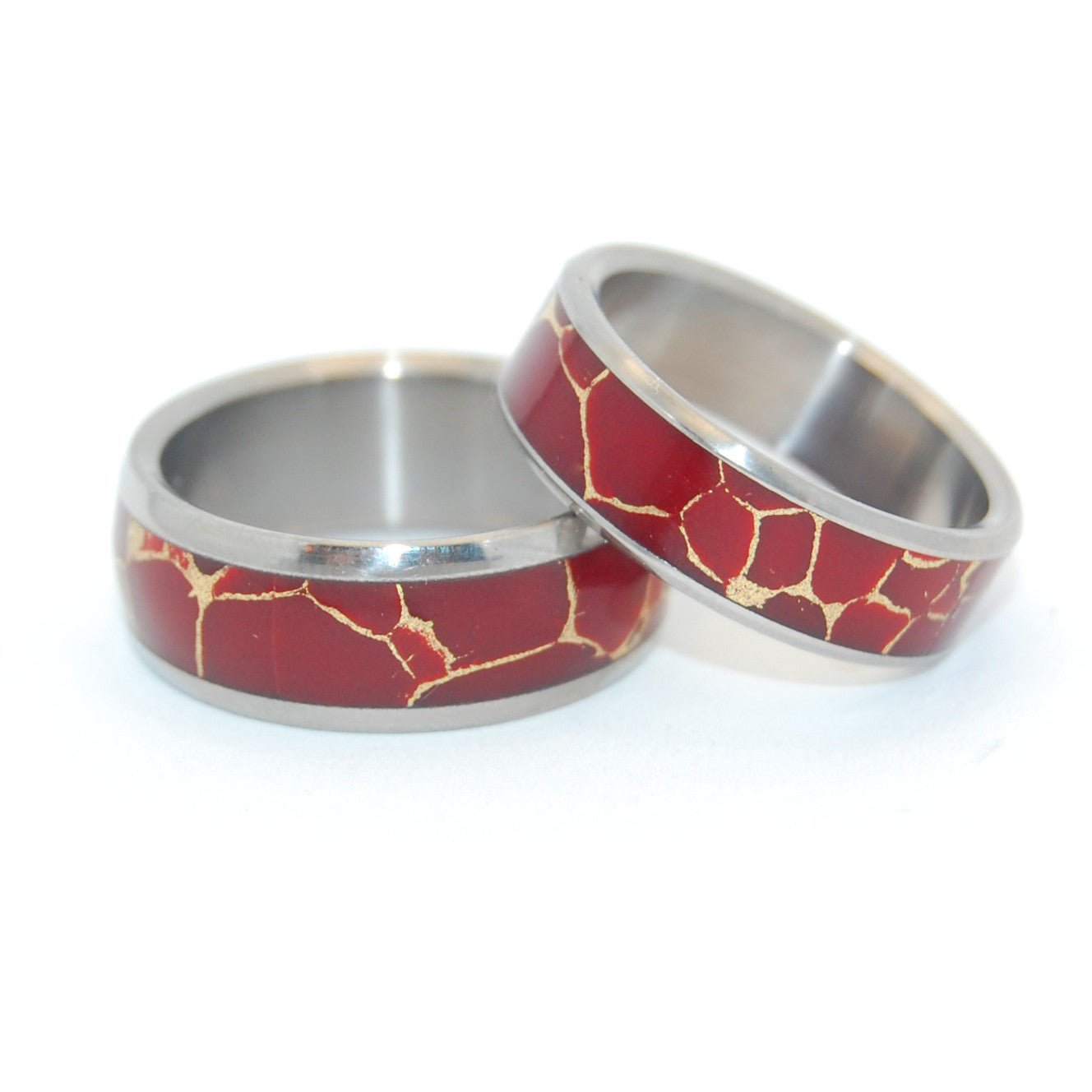 Red Jasper Wedding Set | Jasper Stone & Titanium - Unique Wedding Ring - Women's Wedding Ringh - Minter and Richter Designs