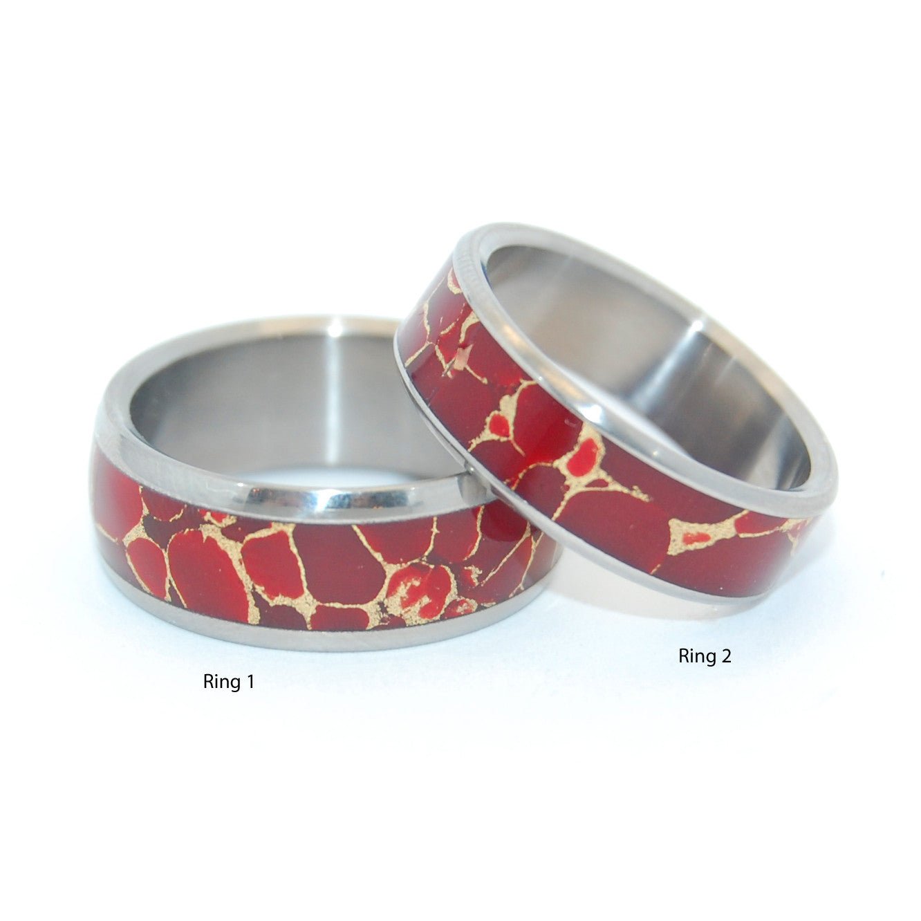 Red Jasper Wedding Set | Jasper Stone & Titanium - Unique Wedding Ring - Women's Wedding Ringh - Minter and Richter Designs