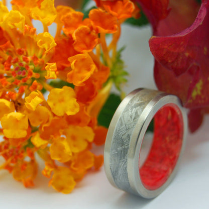 Red Star Supernova | Men's Meteorite, Wood & Titanium Wedding Ring - Minter and Richter Designs