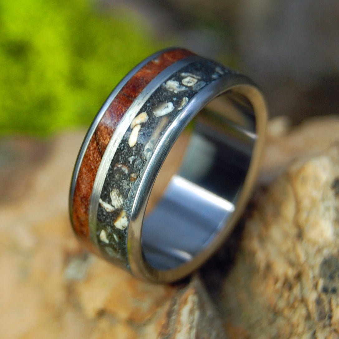 Redwood Lava | Men's Icelandic Black Lava, Redwood & Titanium Wedding Ring - Minter and Richter Designs