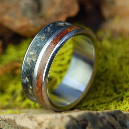 Redwood Lava | Men's Icelandic Black Lava, Redwood & Titanium Wedding Ring - Minter and Richter Designs