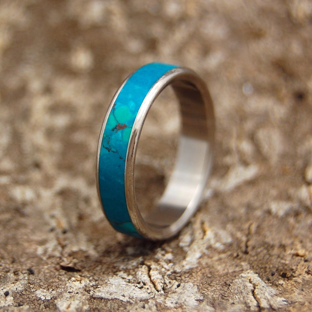 Rounded Chrysocolla | Men's Chrysocolla & Titanium Wedding Ring - Minter and Richter Designs