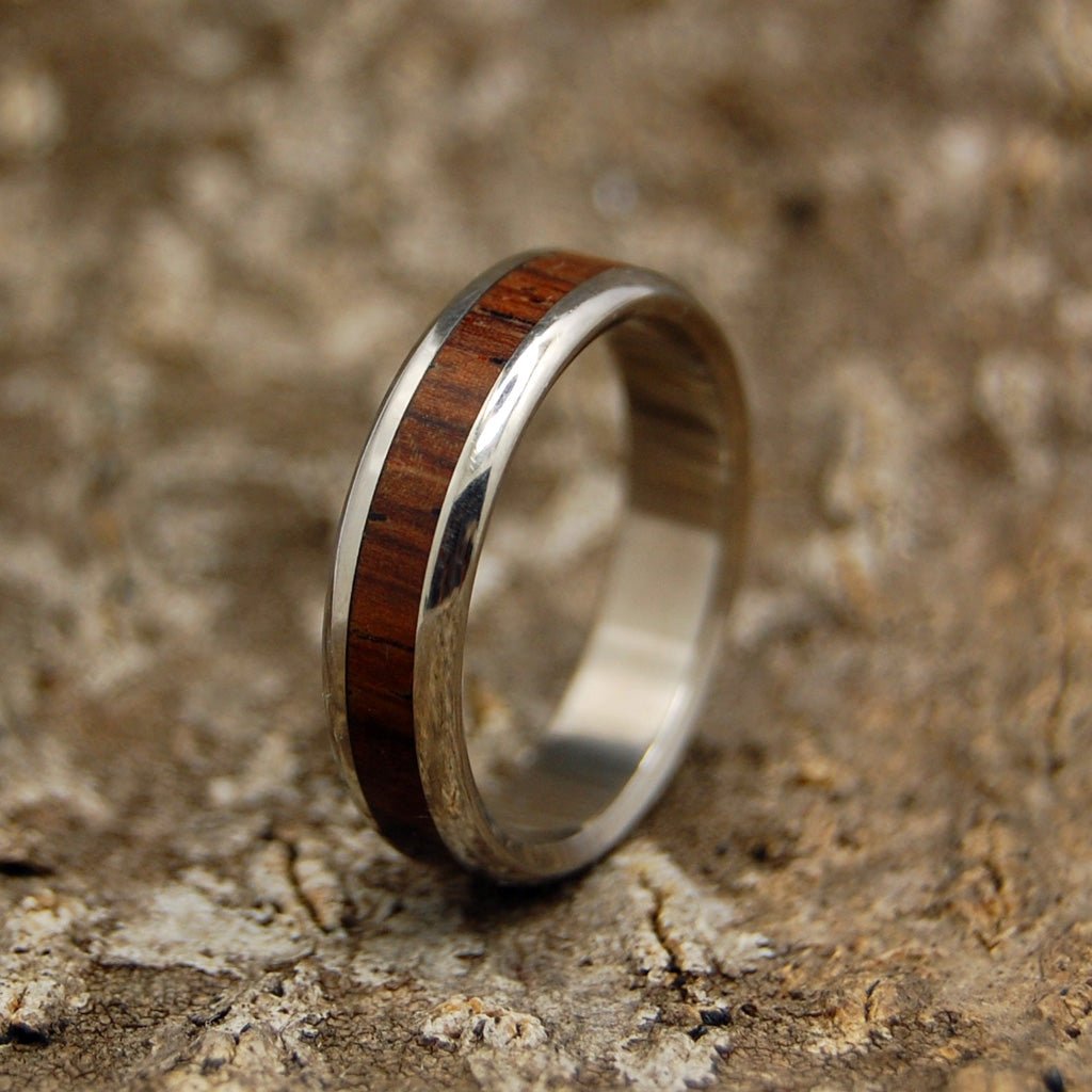 Rounded Cocobolo | Men's Cocobolo Wood & Titanium Wedding Ring - Minter and Richter Designs