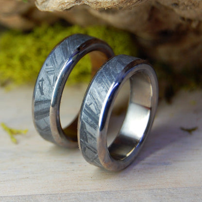 Rounded Falling Star | Meteorite Wedding Ring Set - Minter and Richter Designs