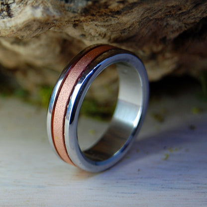 Rounded Inox Copper Meets Titanium | Men's Copper, Inox & Titanium Wedding Ring - Minter and Richter Designs