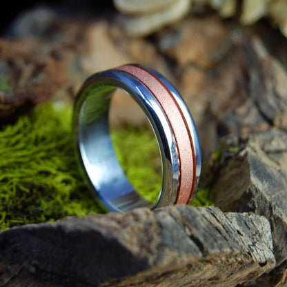 Rounded Inox Copper Meets Titanium | Men's Copper, Inox & Titanium Wedding Ring - Minter and Richter Designs