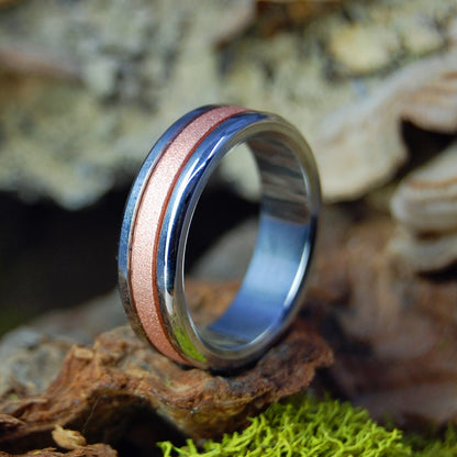 Rounded Inox Copper Meets Titanium | Men's Copper, Inox & Titanium Wedding Ring - Minter and Richter Designs