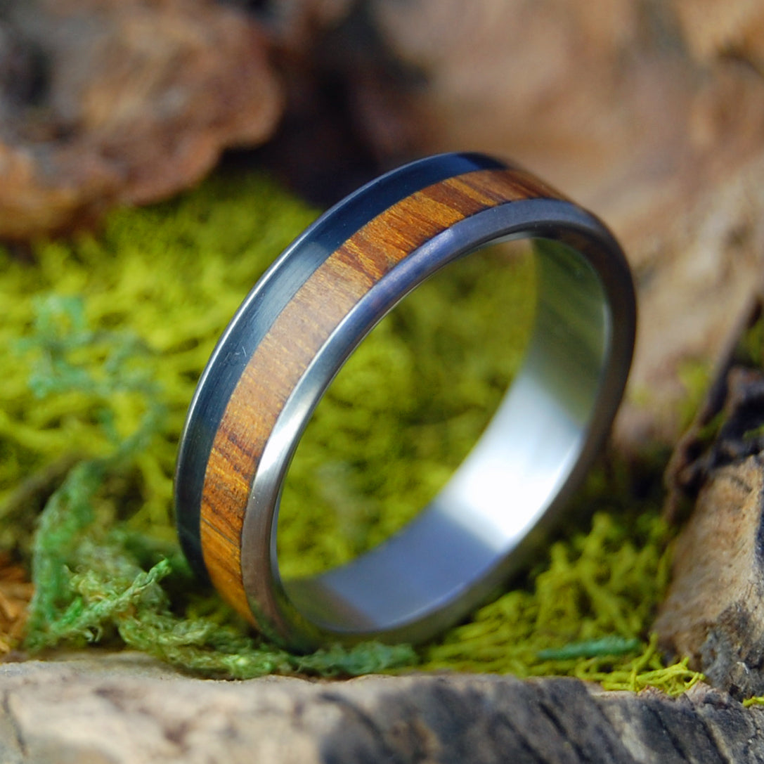 ROUNDED SONORAN | Bison Horn and Desert Ironwood - Titanium Wedding Ring