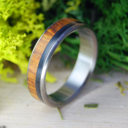 ROUNDED SONORAN | Bison Horn and Desert Ironwood - Titanium Wedding Ring