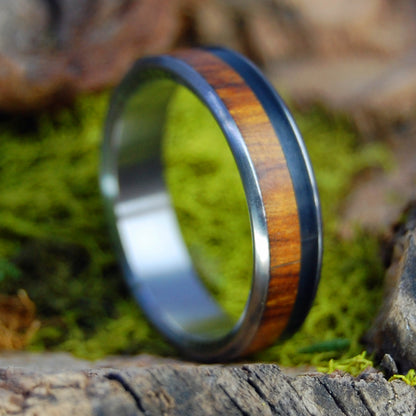 ROUNDED SONORAN | Bison Horn and Desert Ironwood - Titanium Wedding Ring