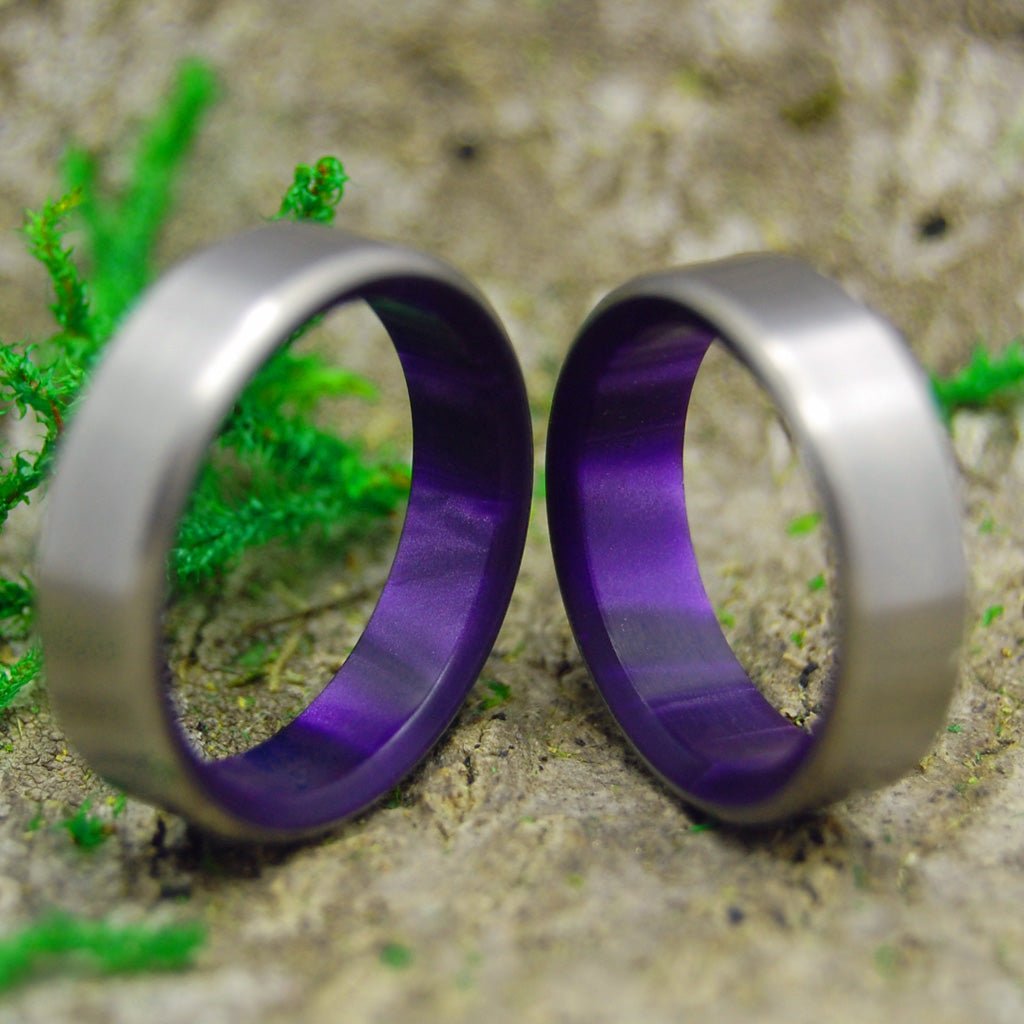 Royal Swim In | Purple Marbled Resin & Titanium - Unique Wedding Ring - Minter and Richter Designs