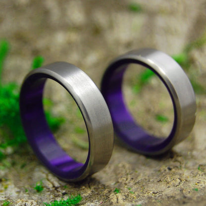 Royal Swim In | Purple Marbled Resin & Titanium - Unique Wedding Ring - Minter and Richter Designs