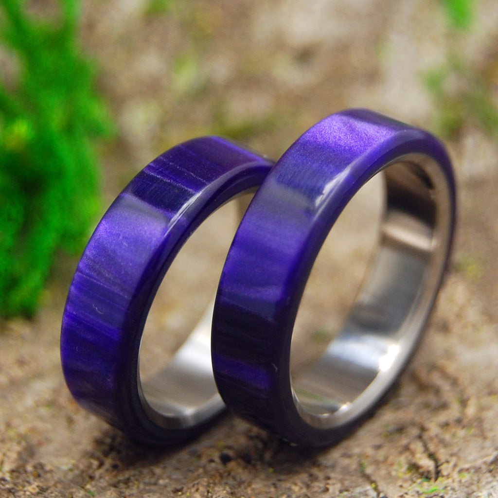 Royal Swim Out | Purple Marbled Resin & Titanium - Unique Wedding Ring - Minter and Richter Designs