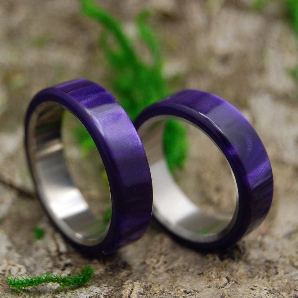 Royal Swim Out | Purple Marbled Resin & Titanium - Unique Wedding Ring - Minter and Richter Designs