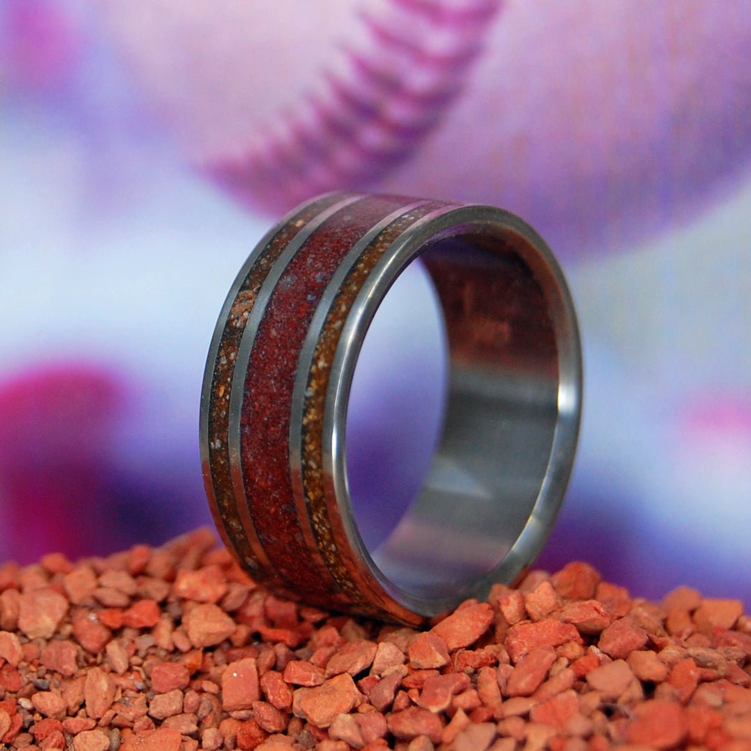 Rub Some Dirt On It | Men's Baseball Pitchers Mound Dirt & Titanium Wedding Ring - Minter and Richter Designs