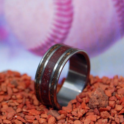 Rub Some Dirt On It | Men's Baseball Pitchers Mound Dirt & Titanium Wedding Ring - Minter and Richter Designs