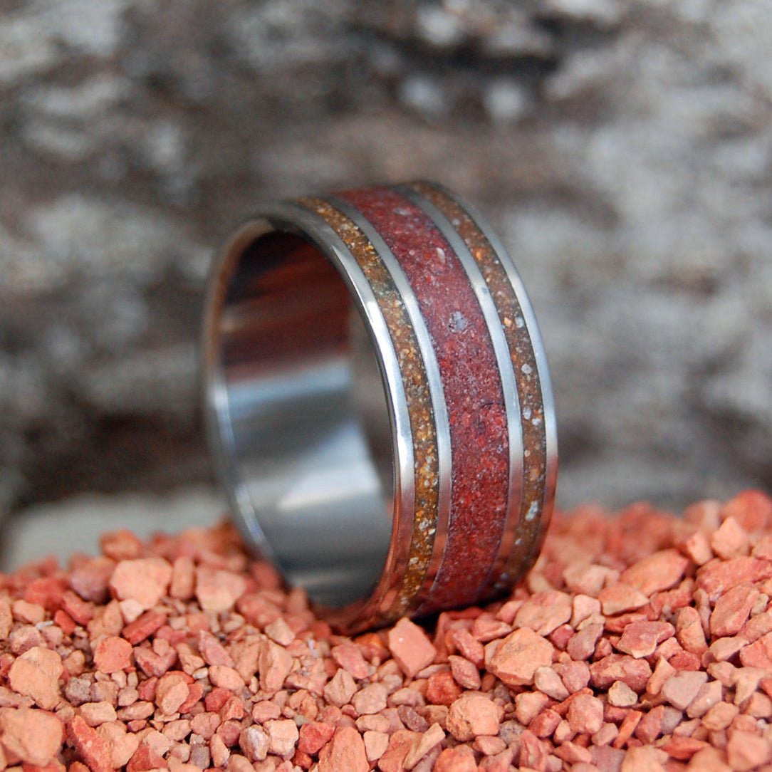 Rub Some Dirt On It | Men's Baseball Pitchers Mound Dirt & Titanium Wedding Ring - Minter and Richter Designs