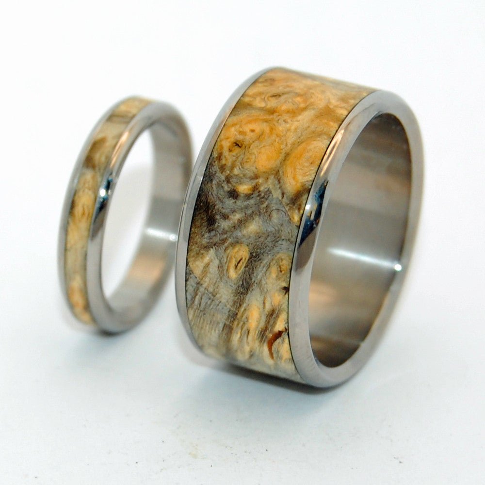 Runaway Set | California Buckeye Wood & Titanium - Unique Wedding Ring - Wedding Ring - Minter and Richter Designs