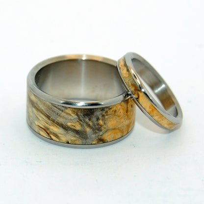 Runaway Set | California Buckeye Wood & Titanium - Unique Wedding Ring - Wedding Ring - Minter and Richter Designs