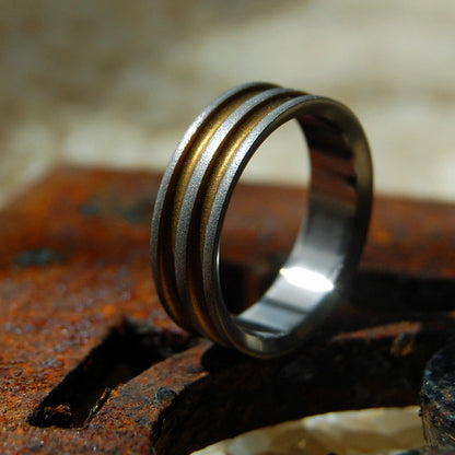 Rustic Ring | Men's Bronze & Titanium Wedding Ring - Minter and Richter Designs