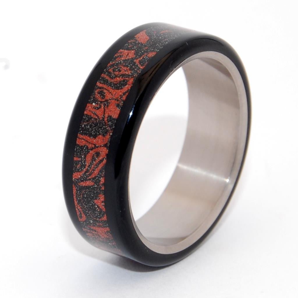 Samurai | Men's Damascus Steel, Meteorite & Titanium Wedding Ring - Minter and Richter Designs