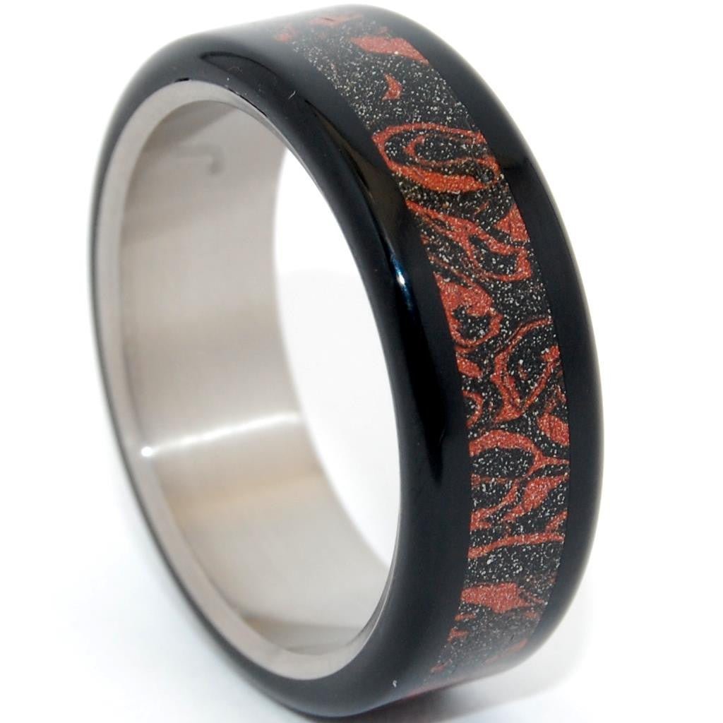 Samurai | Men's Damascus Steel, Meteorite & Titanium Wedding Ring - Minter and Richter Designs