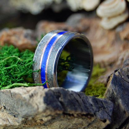 Sand Copper And Sodalite | Men's Sand, Copper, Sodalite & Titanium Wedding Ring - Minter and Richter Designs