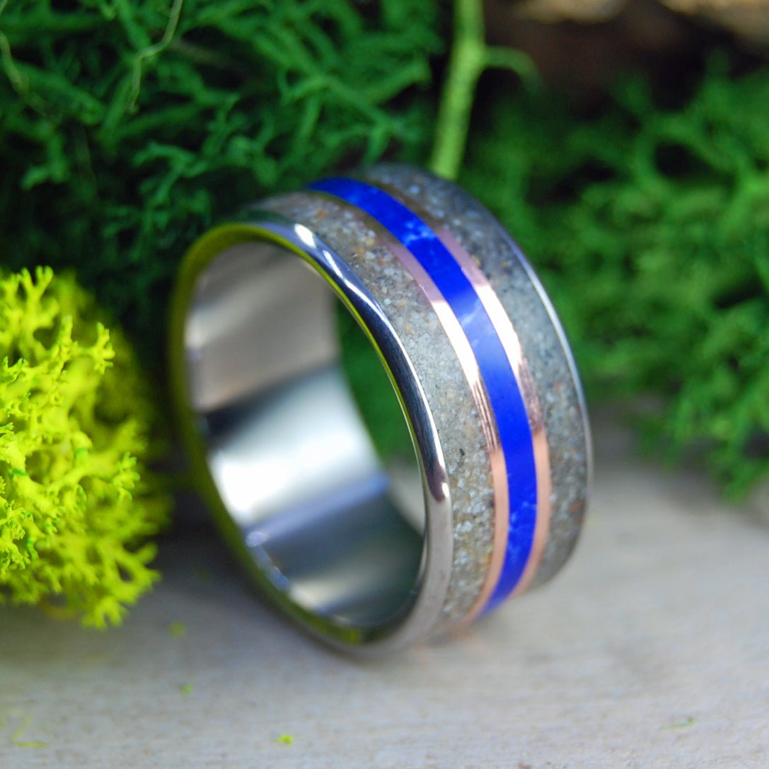 Sand Copper And Sodalite | Men's Sand, Copper, Sodalite & Titanium Wedding Ring - Minter and Richter Designs